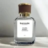 50ml clear glass bottle of Barcode Fragrances Silver Summit Hair Perfume, a sleek and elegant Creed Silver Mountain Water dupe, with a brown textured cap and white minimalist label.