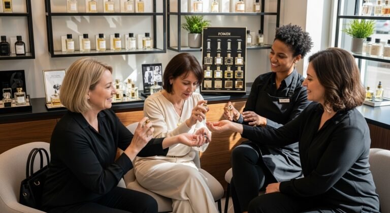 ladies perfume, fragrance testing, beauty boutique